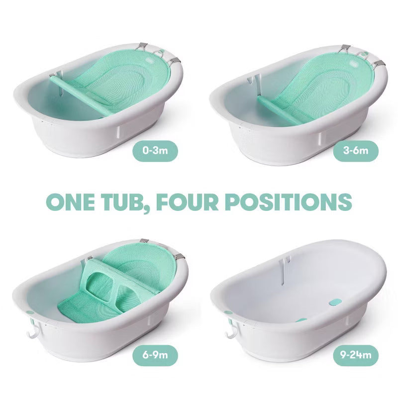 Frida Baby 4-in-1 Grow-With-Me Bath Tub — Newborn Sling, Infant Head Support, Non-Skid Feet & Drain Plug