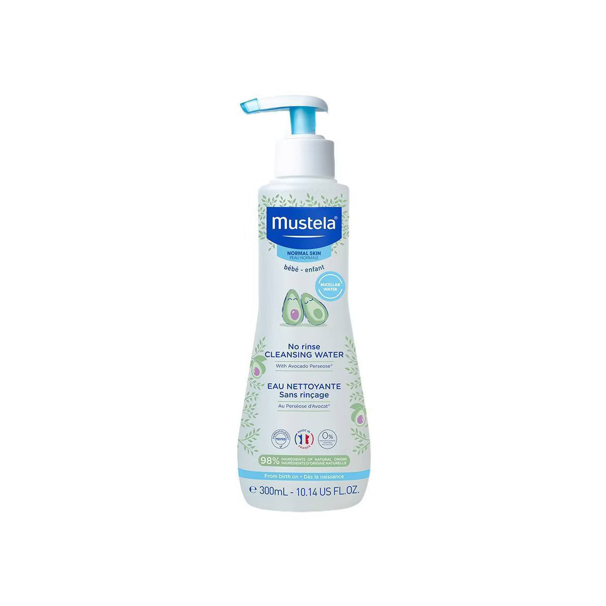 "Mustela No Rinse Cleansing Baby Micellar Water — Hypoallergenic, Paraben-Free, 10.14 fl oz