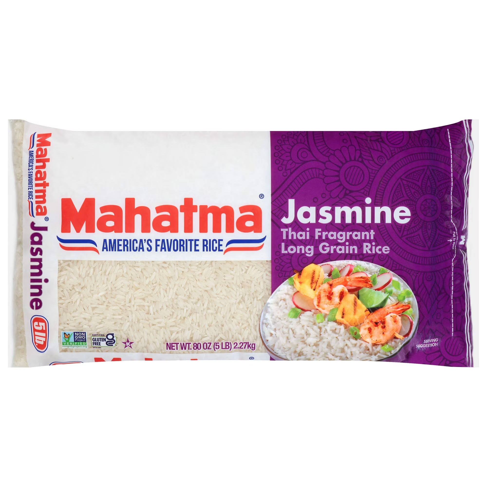 Mahatma Jasmine Thai Fragrant Long Grain Rice — Gluten Free, 5 lbs (80 oz)